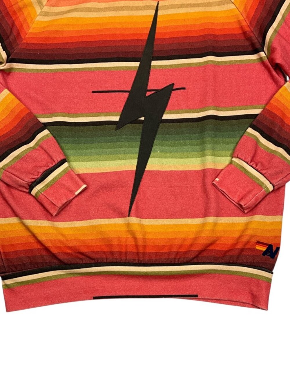 Aviator Nation Serape Bolt Stitch Sweatshirt L Striped Crewneck Long Sleeve - Picture 13 of 16